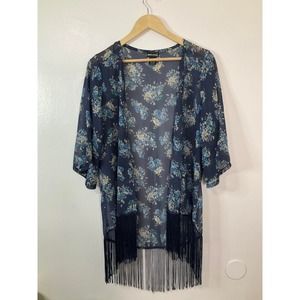 Wet Seal One Size Blue Floral Kimono
